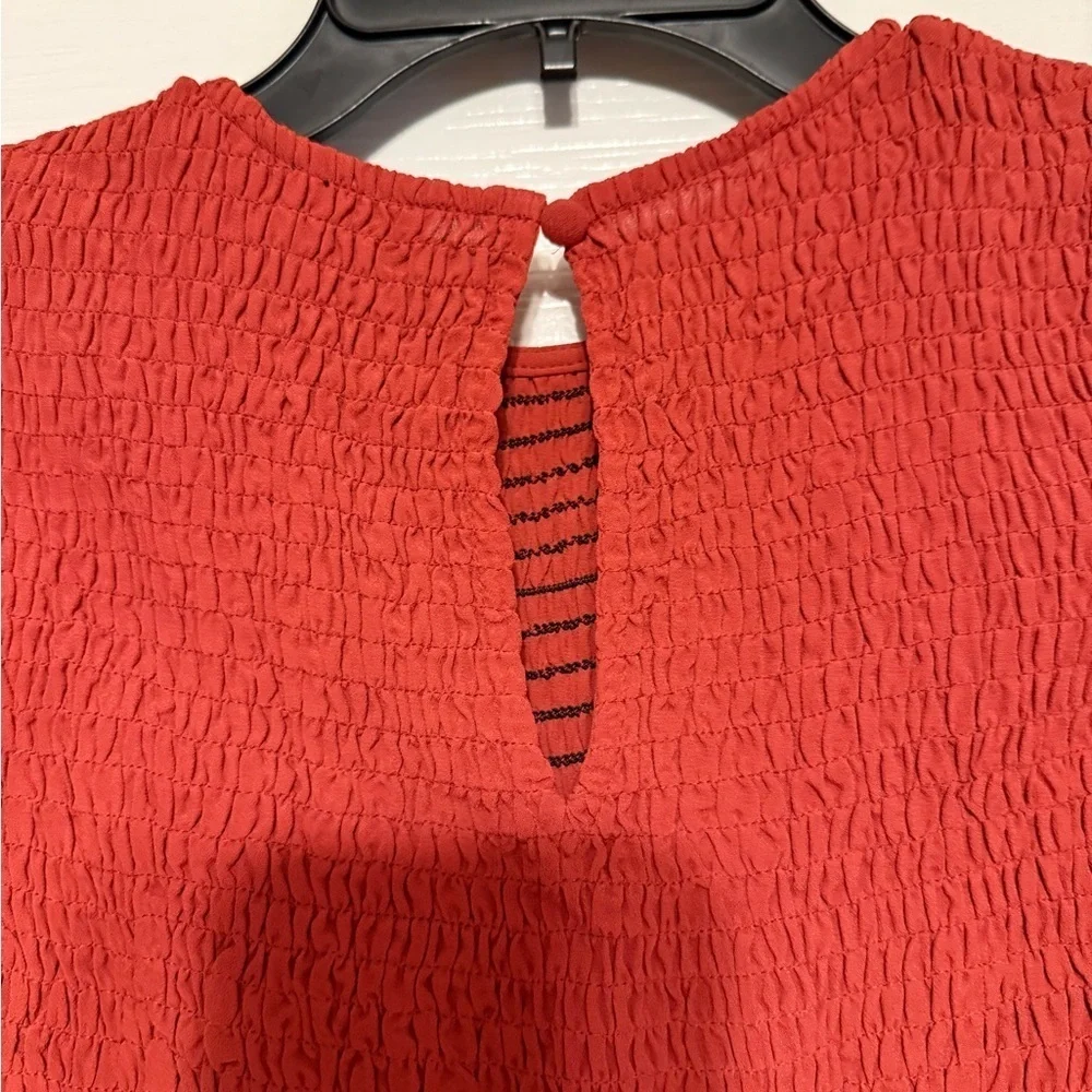 Boden Smocked Bodice Long Sleeve Blouse Burnt Orange Size US 2